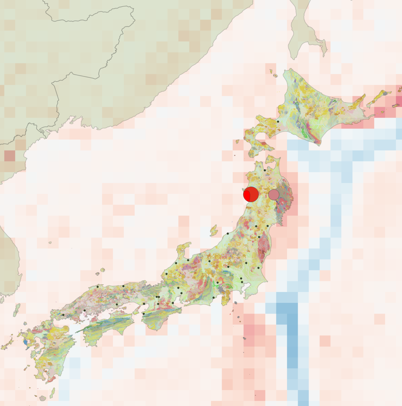 2023年度 クマ出没マップで読み解く：地質学・重力異常・食料不足の三角関係